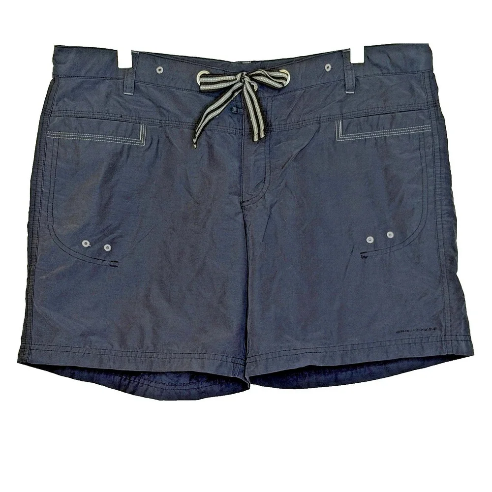 Columbia Shorts Womens Size Large Dark Blue Drawstring Waist Cotton Nylon Blend‎